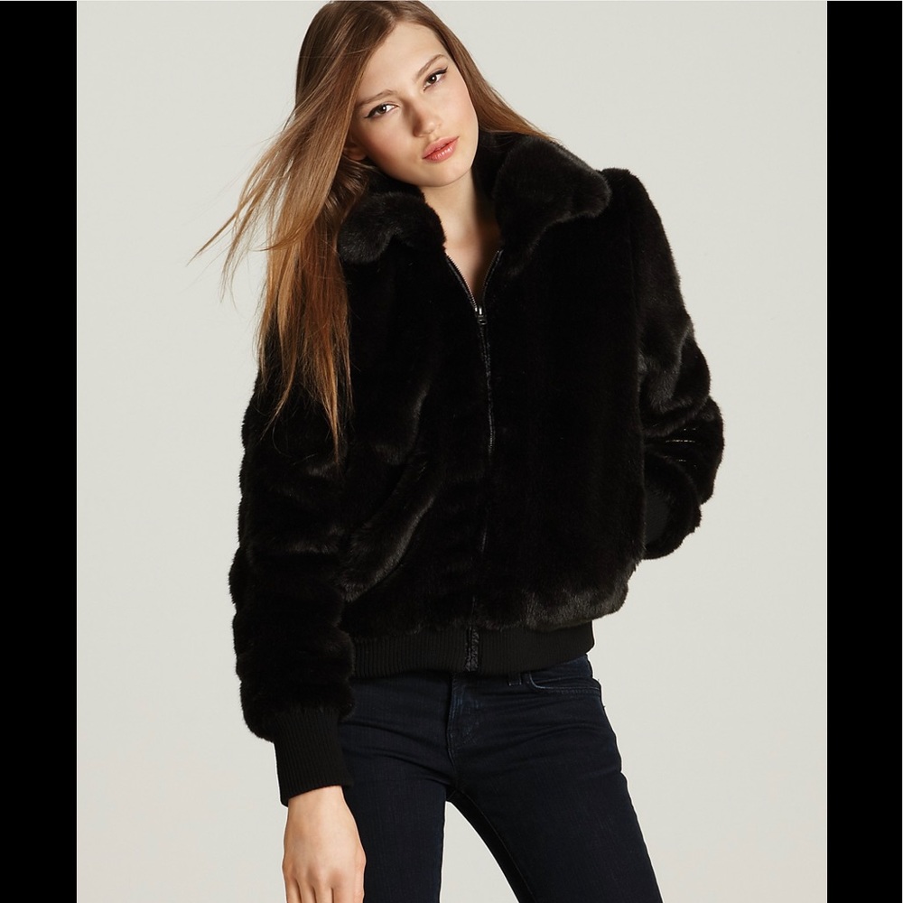 Aqua Brand Faux Fur Bomber Jacket Coat